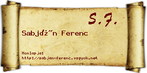 Sabján Ferenc névjegykártya