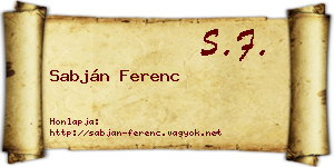 Sabján Ferenc névjegykártya