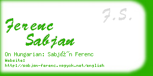 ferenc sabjan business card